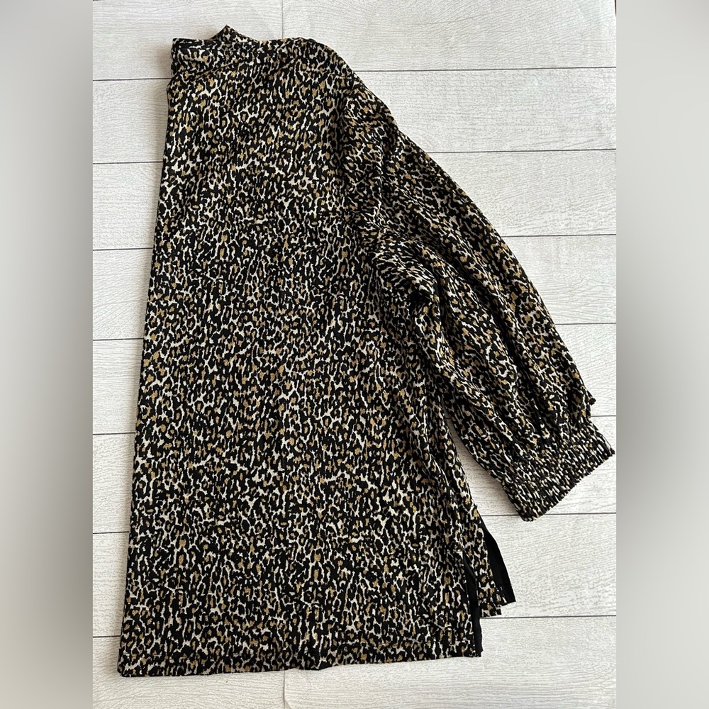 Kobi Halperin dress or tunic 26W-28W Leopard print 3/4 sleeve puff EUC